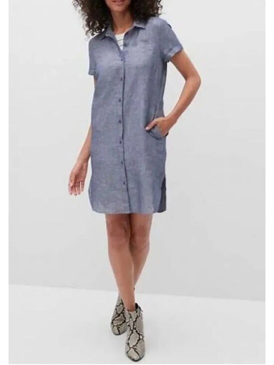 Banana Republic Dresses & Skirts - Banana Republic Linen Womens Sz 0 Shirt Dress Chambray Coastal Preppy Old Money